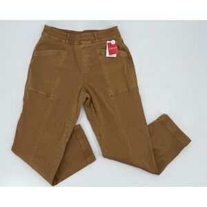 New Spanx Pants Womens Petite Large Brown Pull‎ On Straight Leg Pockets Stretch